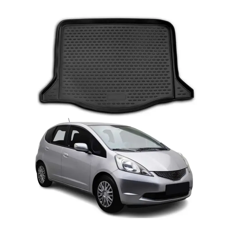 Schnäppchen Kofferraummatte Kofferraumwanne für Honda Jazz 2008-2015 Gummi TPE Schwarz