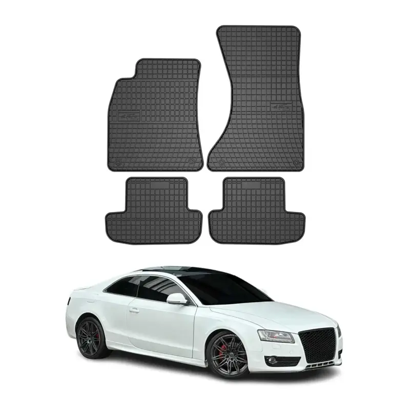 Preisreduziert OMAC Gummi Fußmatten für Audi A5 Cabriolet Coupe 8T3 8F7 2007-2017 Schwarz 4x