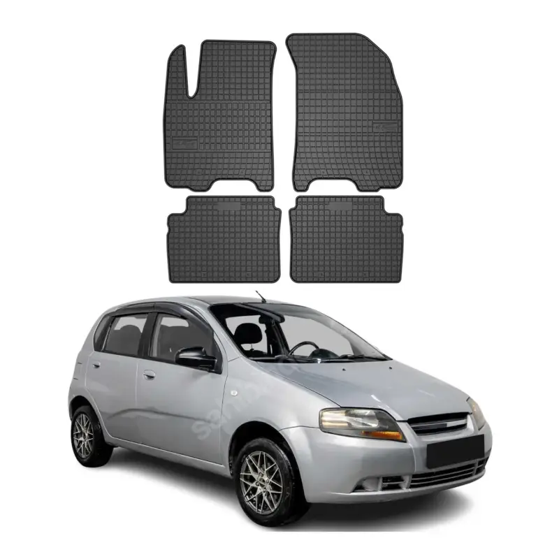 Direktkauf OMAC Gummi Fußmatten für Chevrolet Aveo T200 T250 2002-2012 Automatte Schwarz 4x