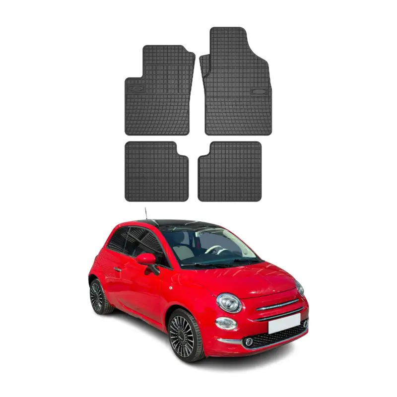 OMAC Gummi Fußmatten für Fiat 500 500C 2007-2020 Automatten Gummi Schwarz 4tlg Finale Aktion