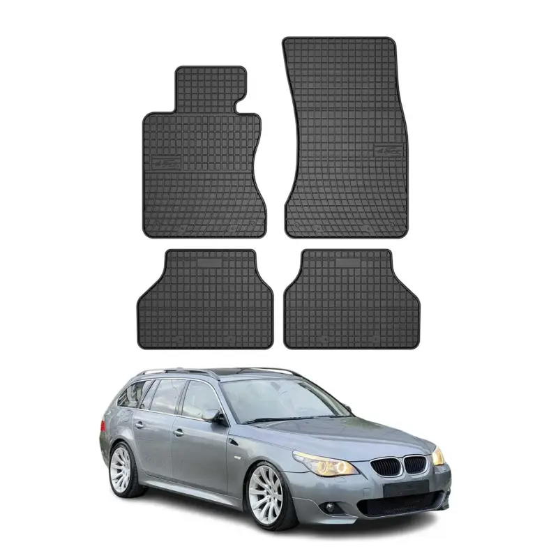 OMAC Gummi Fußmatten für BMW 5er E60 E61 Limo Touring 2003-2010 Schwarz 4x Sonderaktion