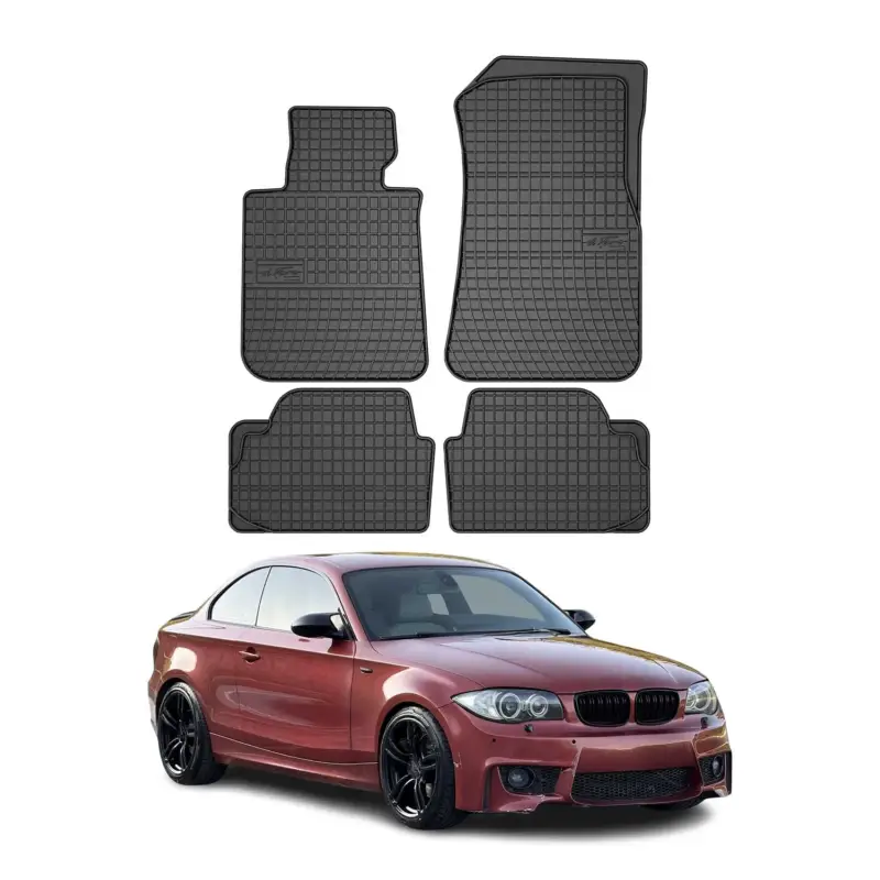 OMAC Gummi Fußmatten für BMW 1er E82 2tür 2007-2013 Automatten Gummi Schwarz 4x Expressversand