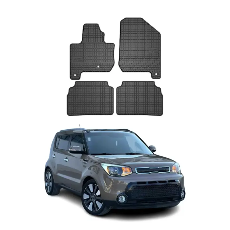 Jetzt Kaufen OMAC Gummi Fußmatten für Kia Soul EV 2014-2019 Automatten Gummi Schwarz 4tlg