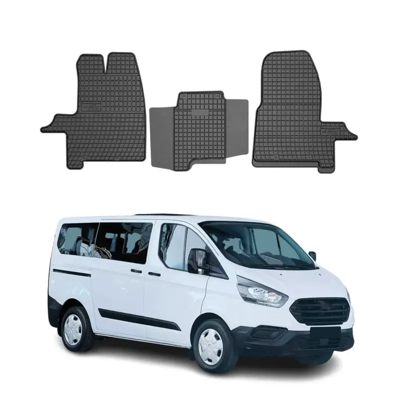 Günstig OMAC Gummi Fußmatten für Ford Custom 2012-2024 Automatten Gummi Schwarz 3tlg