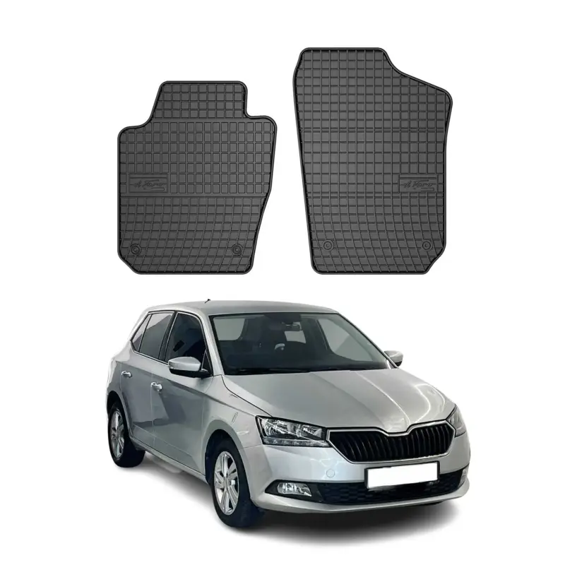 OMAC Gummi Fußmatten für Skoda Fabia Van 2014-2021 Automatten Gummi Schwarz 2tlg Sonderangebot