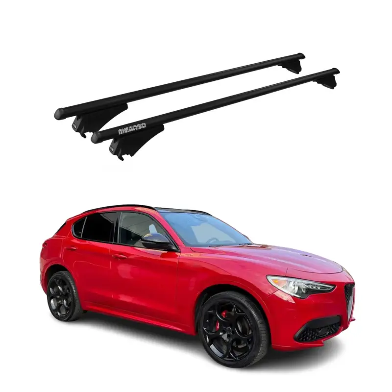 Menabo Dachträger Grundtäger für Alfa Romeo Stelvio 2016-2026 75kg Alu Schwarz Neue Kollektion