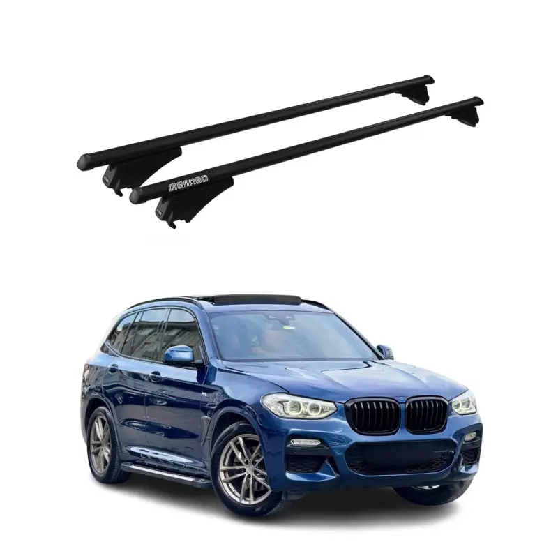 Menabo Dachträger Grundtäger für BMW X3 G01 2017-2024 75kg Alu Schwarz 2 tlg Bestpreis