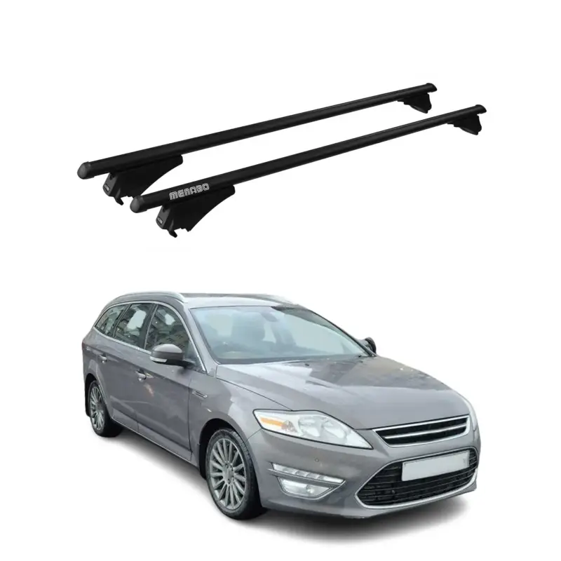 Menabo Grundträger Dachträger für Ford Mondeo mk4 Wagon 2010-14 ABE Alu Schwarz Versand Am Gleichen Tag