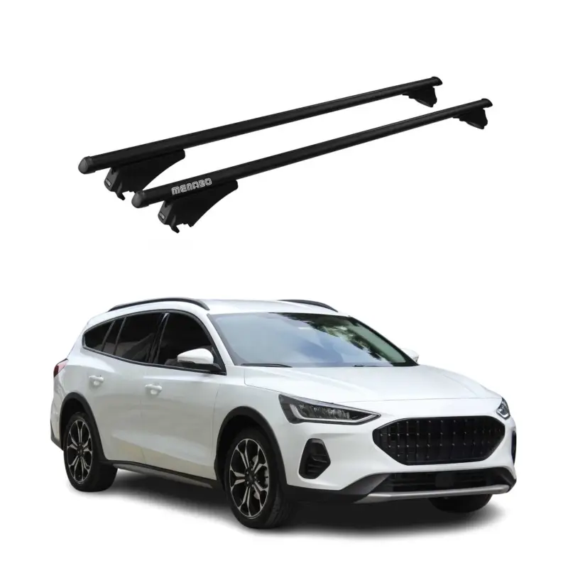 Jetzt Kaufen Menabo Grundträger Dachträger für Ford Focus Active 2019-2021 ABE Alu Schwarz 2x