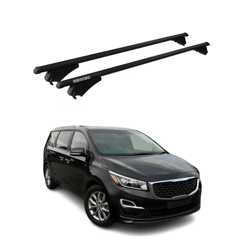 Menabo Dachträger Grundtäger für Kia Sedona 2014-2020 75kg Alu Schwarz 2 tlg Super-Preis