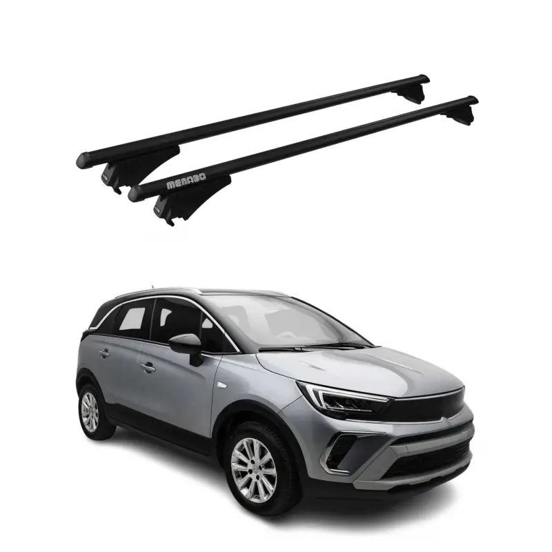 Expressversand Menabo Grundträger Dachträger für Opel Crossland 2020-2024 ABE Alu Schwarz 2x