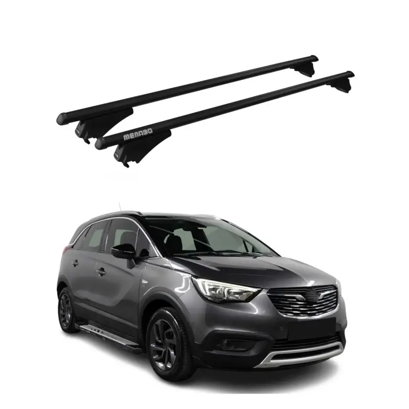 Menabo Grundträger Dachträger für Opel Crossland X 2017-2020 ABE Alu Schwarz 2x Top-Seller