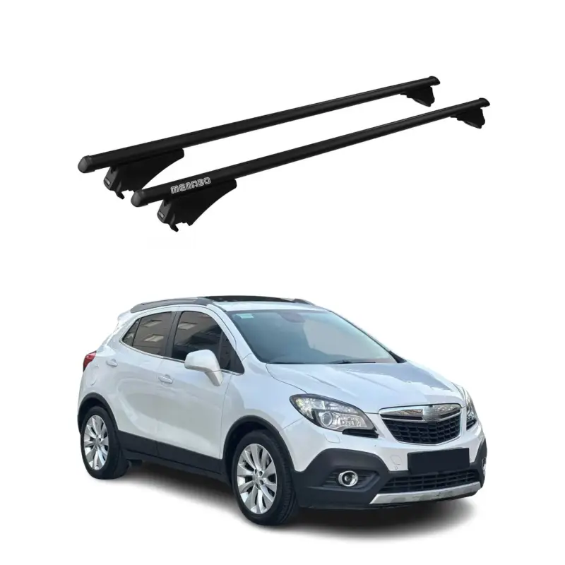 Menabo Grundträger Dachträger für Opel Mokka 2012-2019 ABE Aluminium Schwarz 2x Neue Ware
