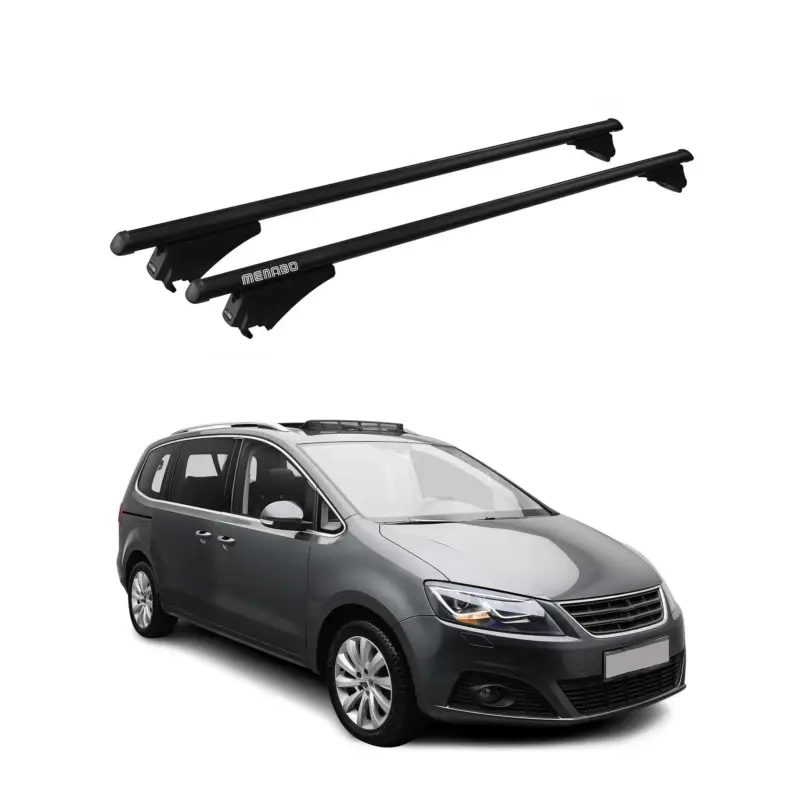Versand Am Gleichen Tag Menabo Grundträger Dachträger für Seat Alhambra 2015-2020 ABE Alu Schwarz 2x