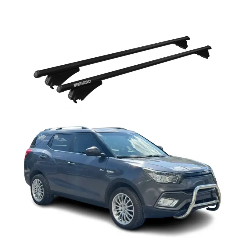 Menabo Grundträger Dachträger für Ssangyong XLV 2016-2021 ABE Alu Schwarz 2x Kracherpreis