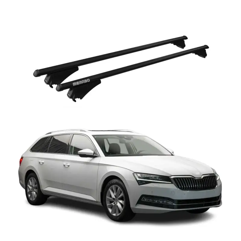 Bestpreis Menabo Grundträger Dachträger für Skoda Superb Kombi 2015-2024 ABE Alu Schwarz