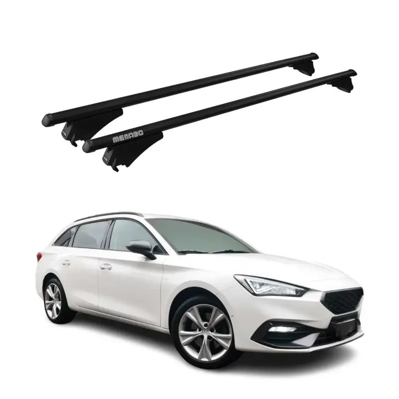 Preisreduziert Menabo Grundträger Dachträger für Seat Leon 2020-2026 ABE Aluminium Schwarz 2tlg