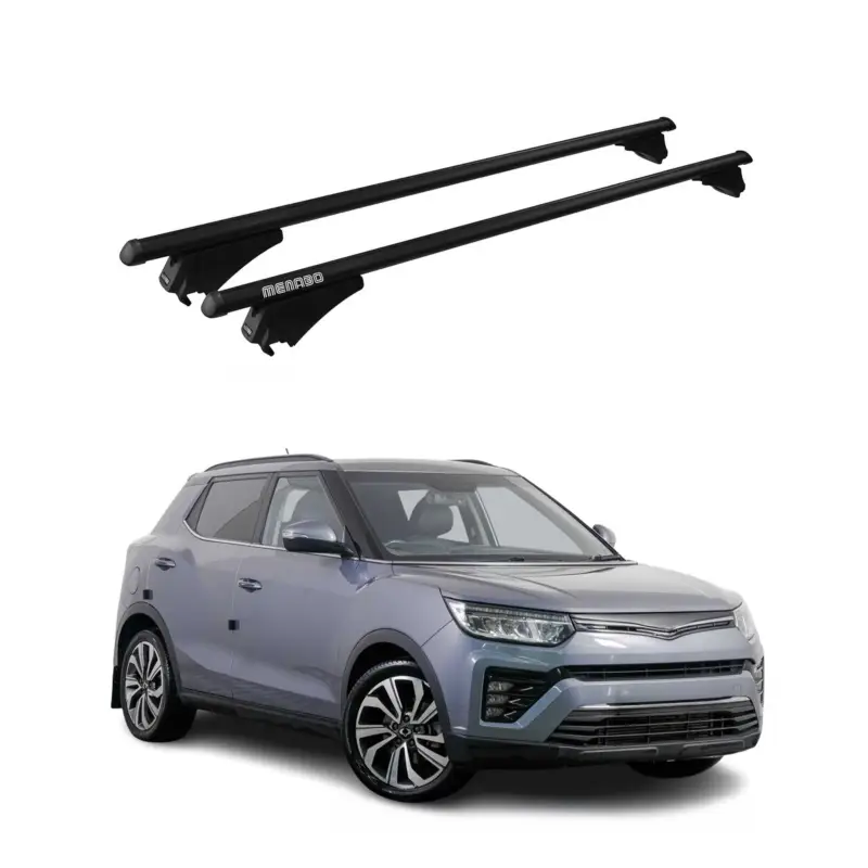 Menabo Grundträger Dachträger für Ssangyong Tivoli 2015-2019 ABE Alu Schwarz 2x Angebot