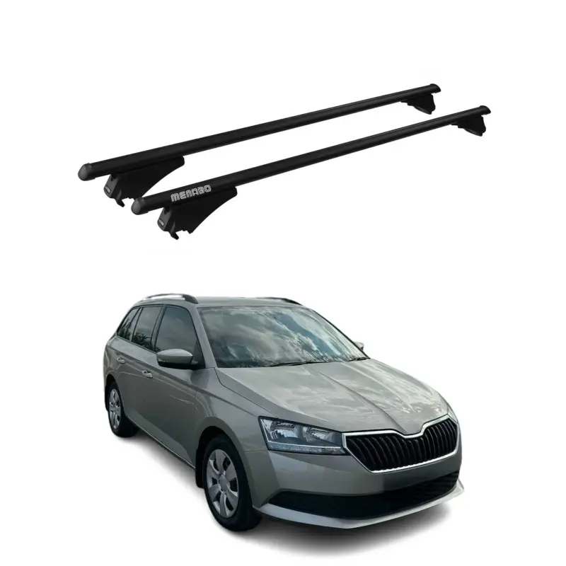 Online Kaufen Menabo Grundträger Dachträger für Skoda Fabia 2014-2021 ABE Aluminium Schwarz 2x