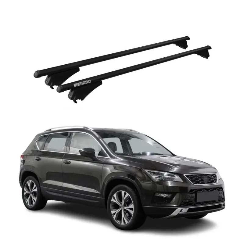 Menabo Grundträger Dachträger für Seat Ateca 2016-2026 ABE Aluminium Schwarz 2x Zertifiziert