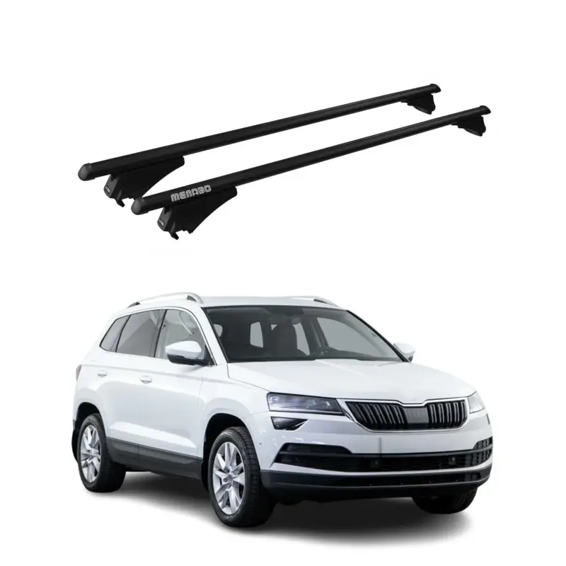 Rabatt Menabo Grundträger Dachträger für Skoda Karoq 2017-2026 ABE Aluminium Schwarz 2x