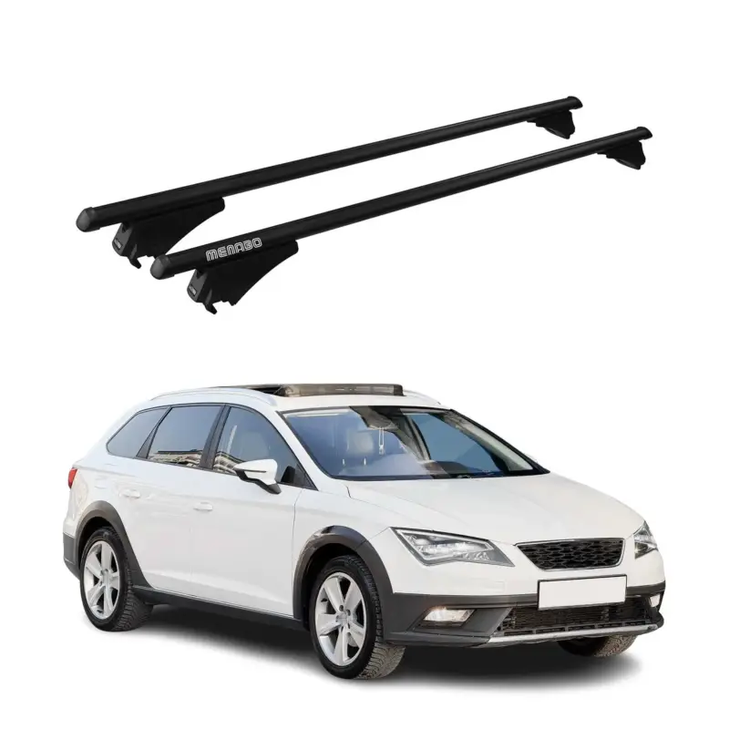 Heißes Angebot Menabo Dachträger für Seat Leon X-Perience ST 2015-2020 ABE Aluminium Schwarz