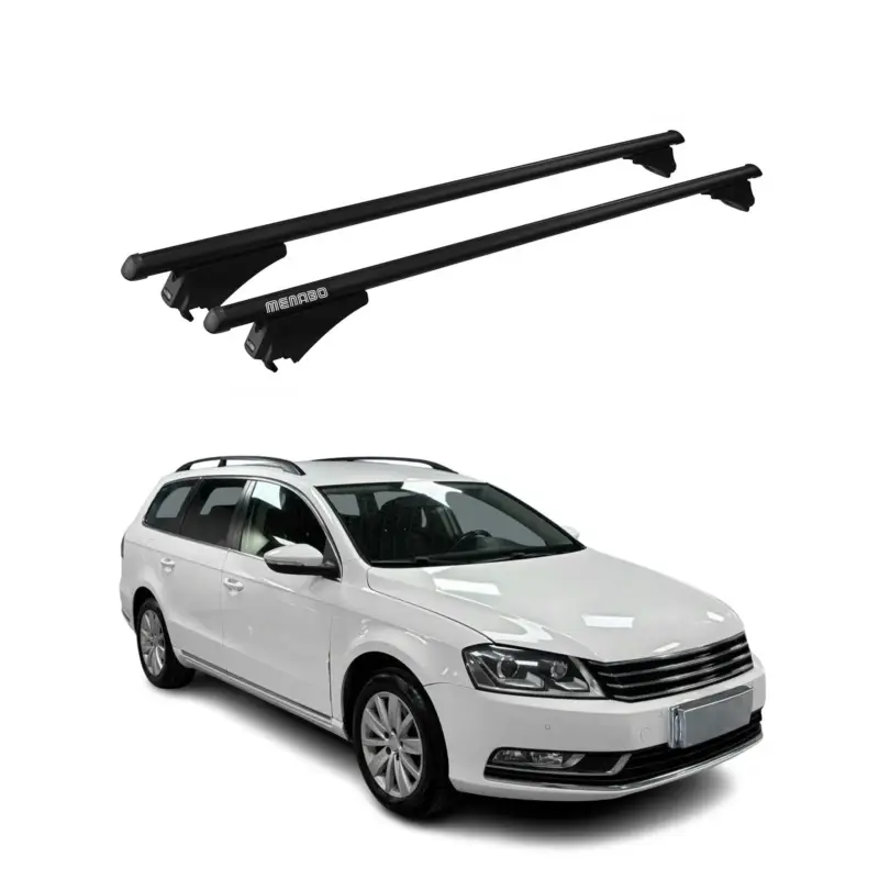 Menabo Dachträger für VW Passat Alltrack B7 2012-2014 75kg Alu Schwarz 2tlg Preisknaller