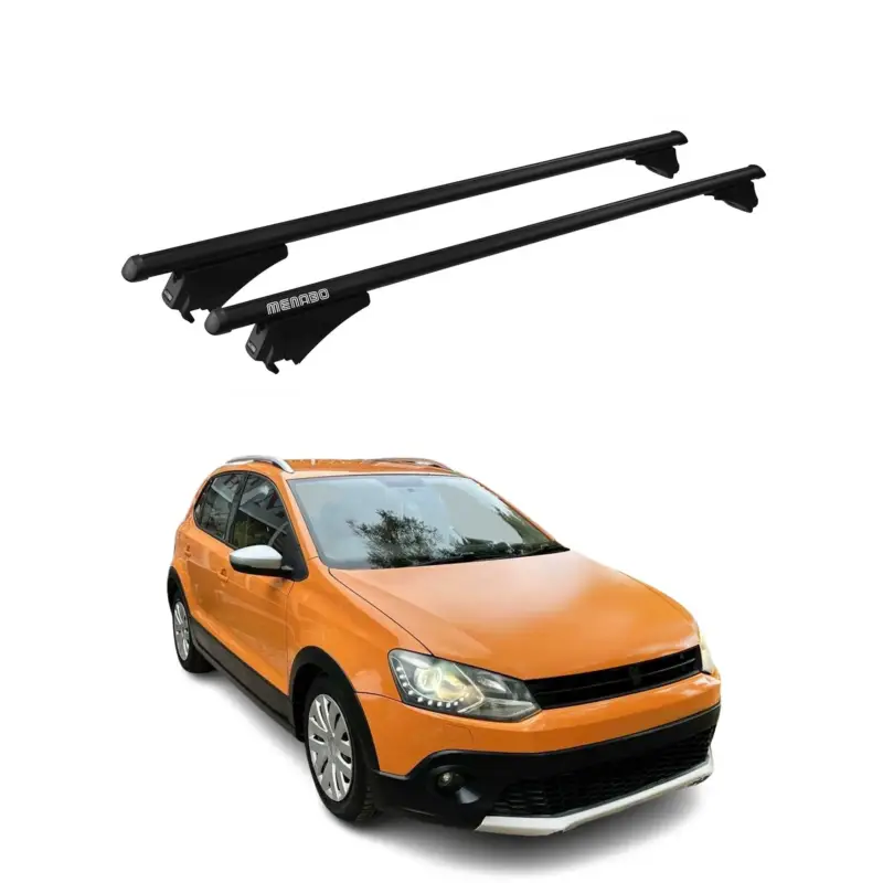 Menabo Grundträger Dachträger für VW Polo Cross 2009-2017 ABE Alu Schwarz 2x Finale Aktion