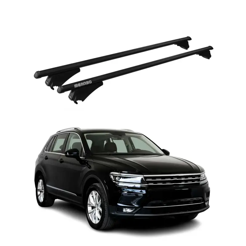 Billig Menabo Dachträger für VW Tiguan II R-Line 2016-2024 75kg Alu Schwarz 2x