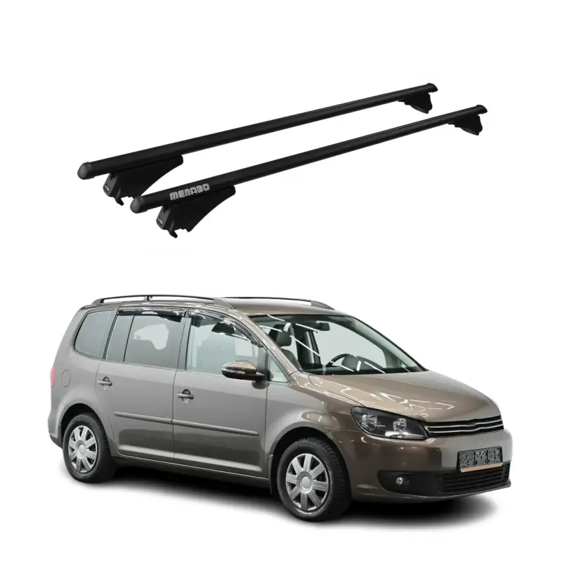 Super-Preis Menabo Dachträger Grundtäger für VW Touran mk1 2010-2015 FL 75kg Alu Schwarz 2x