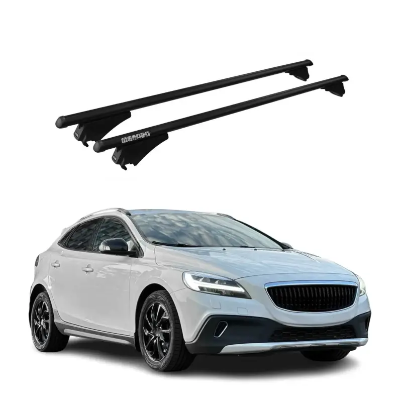 Menabo Dachträger für Volvo V40 Cross Country 2013-2019 75kg Alu Schwarz 2x Versand Am Gleichen Tag