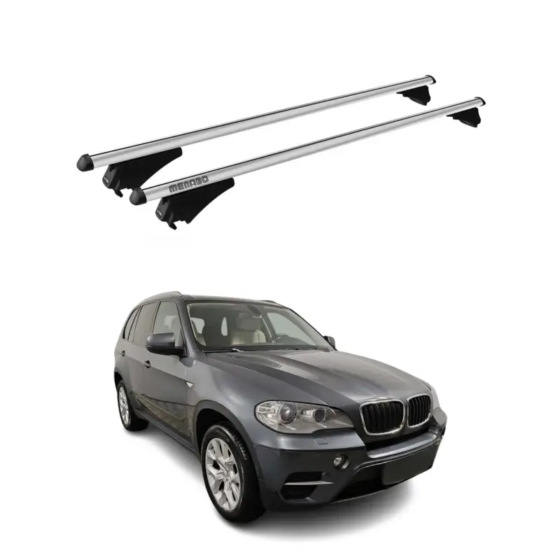 Billig Menabo Dachträger Grundtäger für BMW X5 E70 2010-2013 75kg Alu Silber 2 tlg