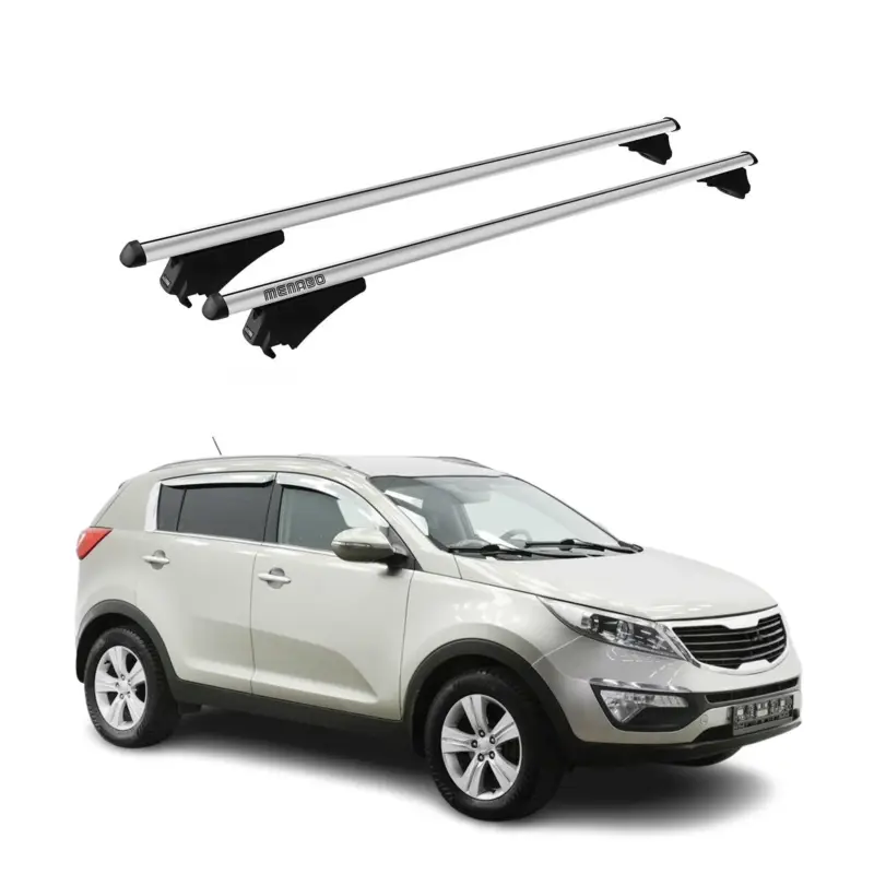 Echt Menabo Dachträger Grundtäger für Kia Sportage SL 2010-2015 75kg Alu Silber 2tlg