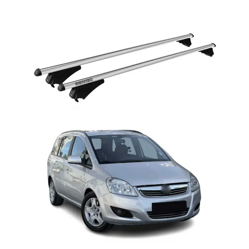 Menabo Dachträger Grundtäger für Opel Zafira B 2008-2012 FL 75kg Alu Silber 2x Heißes Angebot