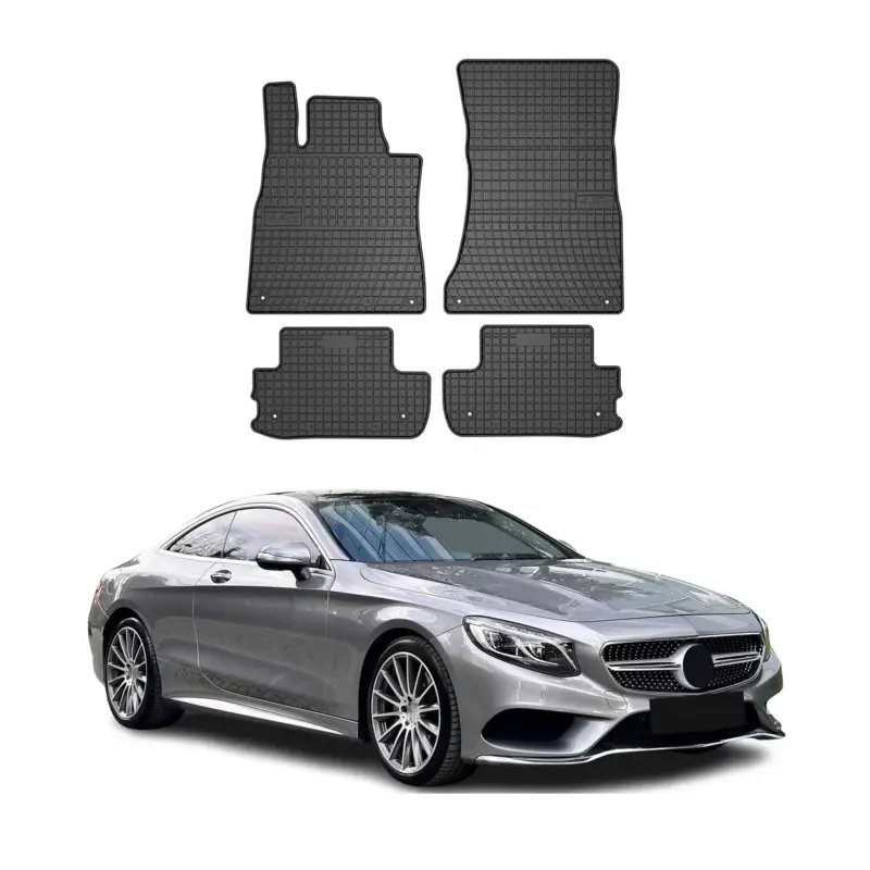Kracherpreis OMAC Gummi Fußmatten für Mercedes S Klasse W222 Coupe 2013-2020 Schwarz 4x