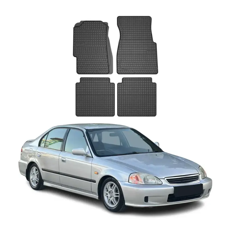 OMAC Gummi Fußmatten für Honda Civic 4D SD 1995-2001 Automatten Gummi Schwarz 4x Geprüft
