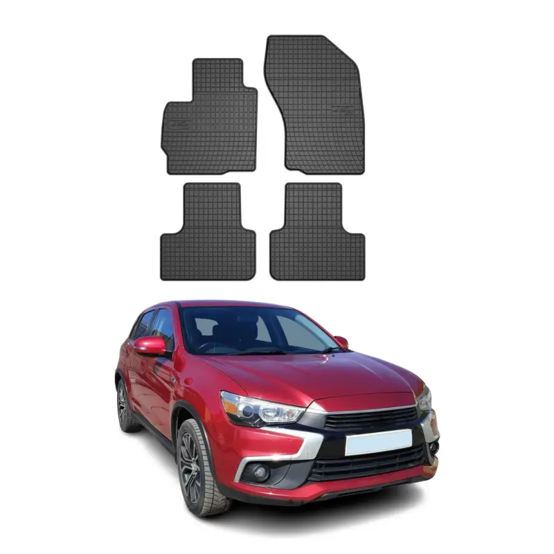 Markenware OMAC Gummi Fußmatten für Mitsubishi ASX 2010-2023 Automatten Gummi Schwarz 4tlg