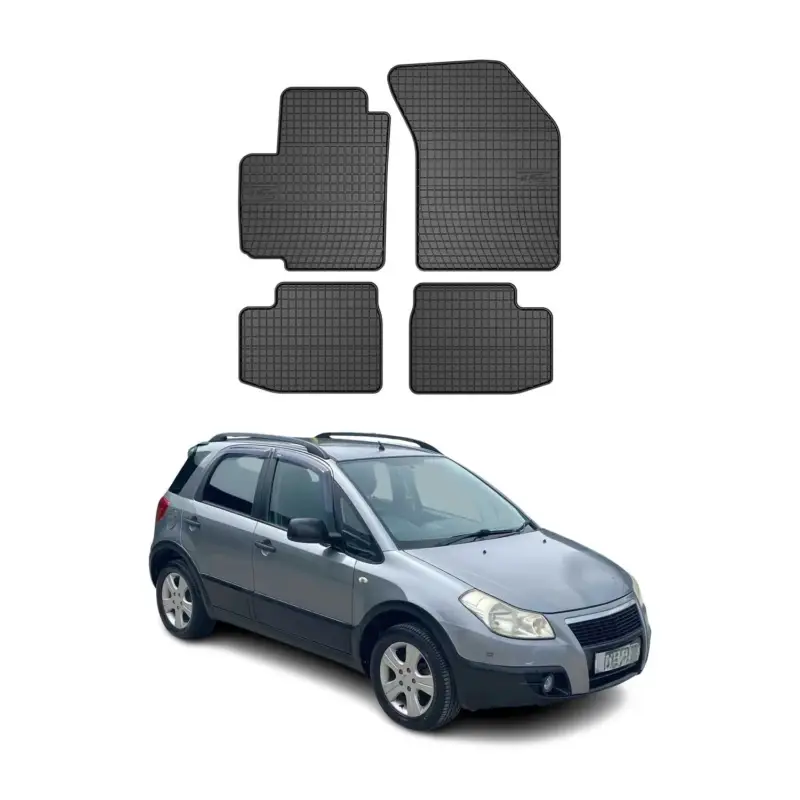 Neue Kollektion OMAC Gummi Fußmatten für Fiat Sedici 2005-2014 Automatten Gummi Schwarz 4tlg