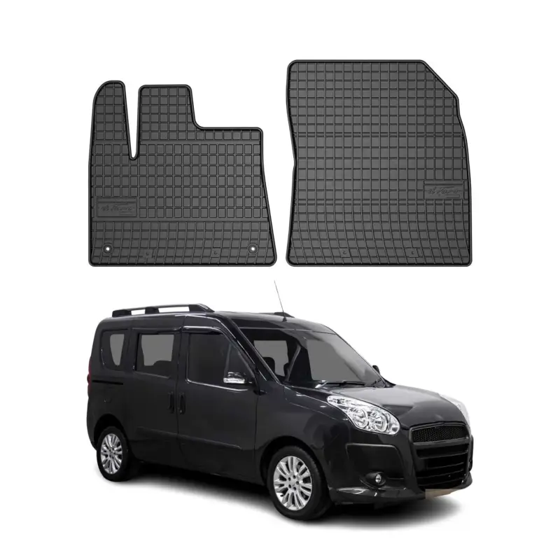 Zertifiziert OMAC Gummi Fußmatten für Fiat Doblo 2010-2020 Automatten Gummi Schwarz 2tlg