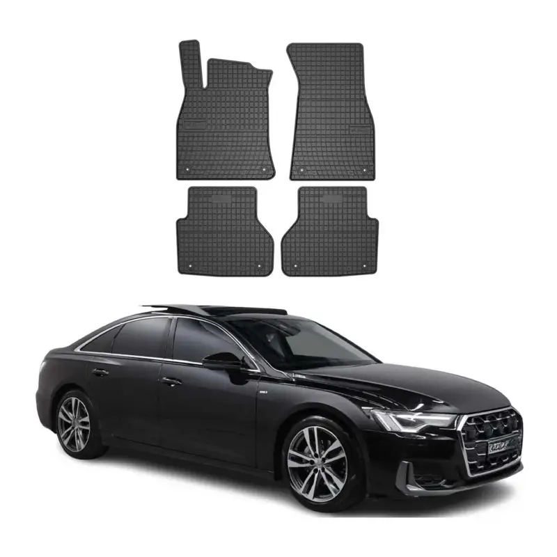Knallerangebot OMAC Gummi Fußmatten für Audi A6 Limo Avant Allroad C8 2018-2025 Gummi Schwarz