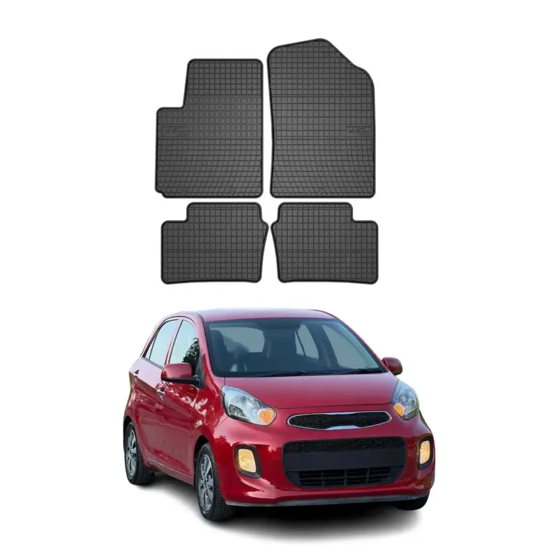 OMAC Gummi Fußmatten für Kia Picanto 2011-2017 Automatten Gummi Schwarz 4tlg Begrenztes Angebot