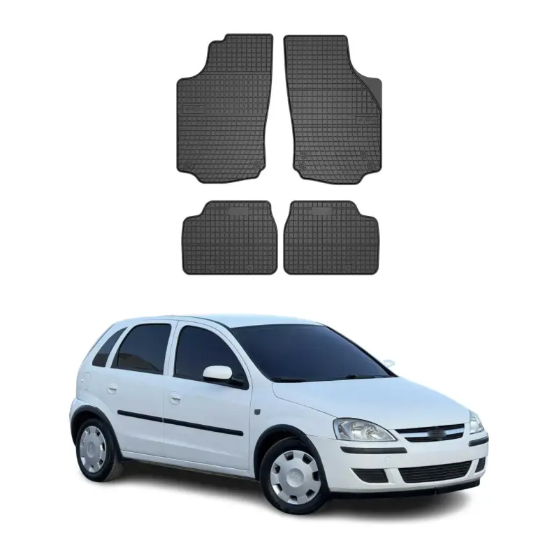Online Kaufen OMAC Gummi Fußmatten für Opel Corsa C 2000-2006 Automatten Gummi Schwarz 4tlg