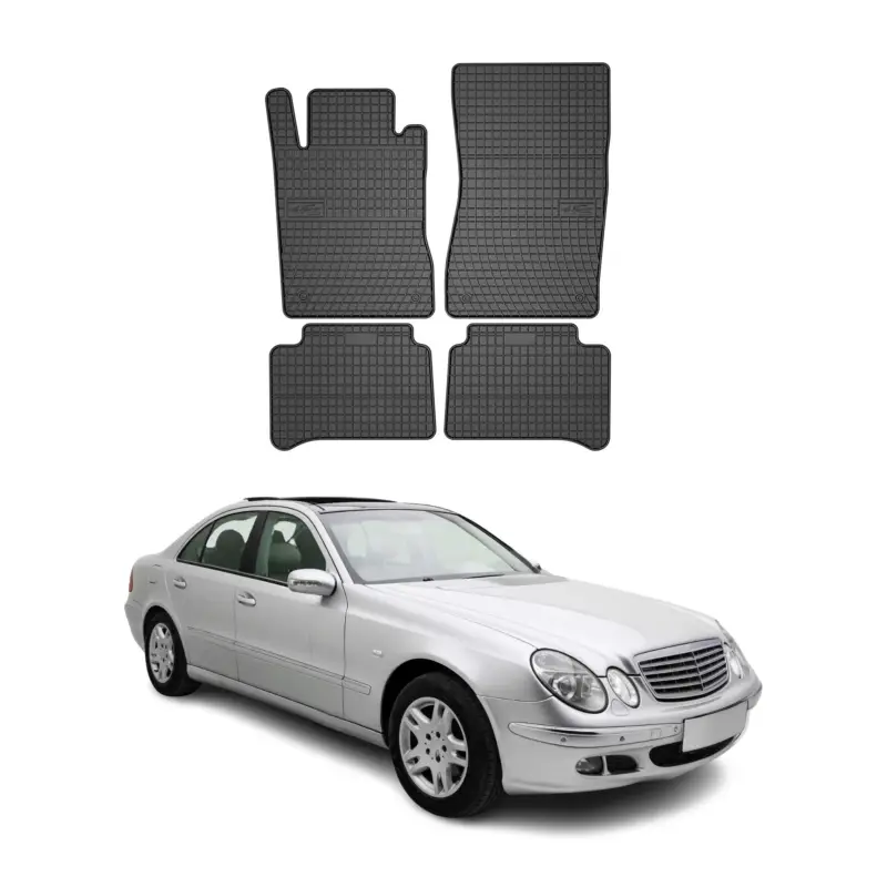 Meistverkauft OMAC Gummi Fußmatten für Mercedes E Klasse W211 2002-2009 Automatten Schwarz 4x