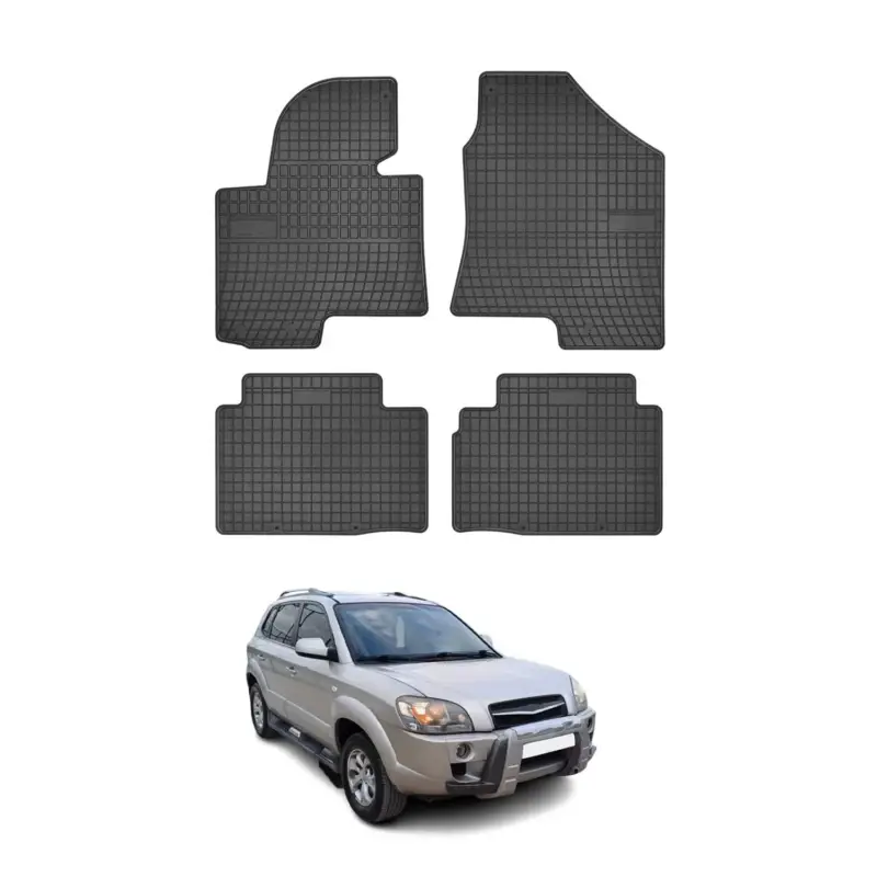 Billig OMAC Gummi Fußmatten für Hyundai ix35 2010-2015 Automatten Gummi Schwarz 4tlg