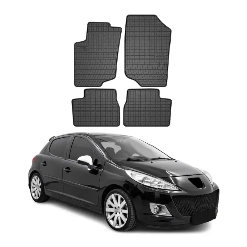 Aktuell OMAC Gummi Fußmatten für Peugeot 207 2006-2012 Automatten Gummi Schwarz 4tlg