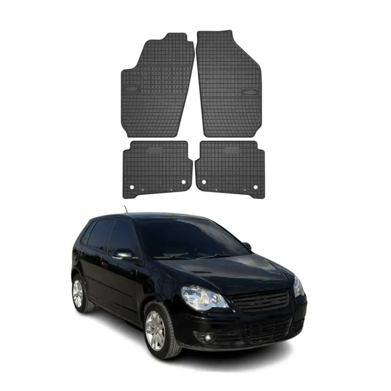 OMAC Gummi Fußmatten für VW Polo 2002-2008 Automatten Gummi Schwarz 4tlg Neue Kollektion