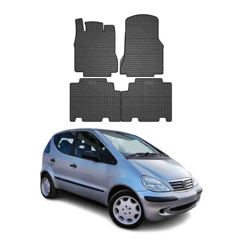 OMAC Gummi Fußmatten für Mercedes A Klasse V168 Long 2001-2004 Matten Schwarz 4x Solange Der Vorrat Reicht