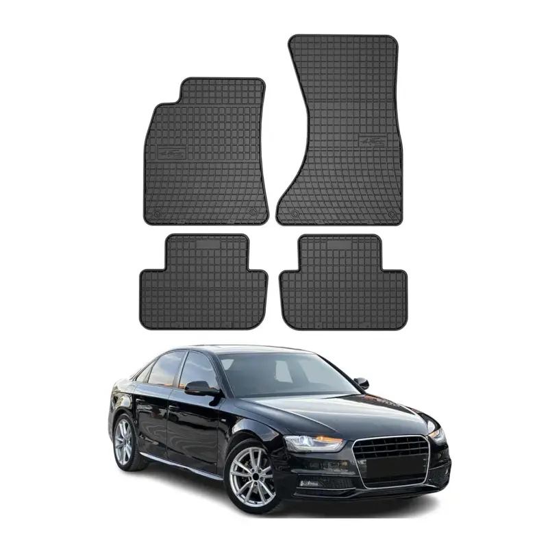 OMAC Gummi Fußmatten für Audi A4 Limo Avant Allroad B8 2007-2016 Schwarz 4x Markenprodukt