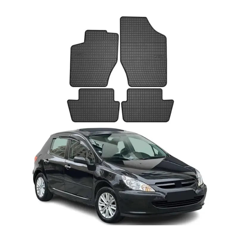 Nur Für Kurze Zeit OMAC Gummi Fußmatten für Peugeot 307 2001-2008 Automatten Gummi Schwarz 4tlg