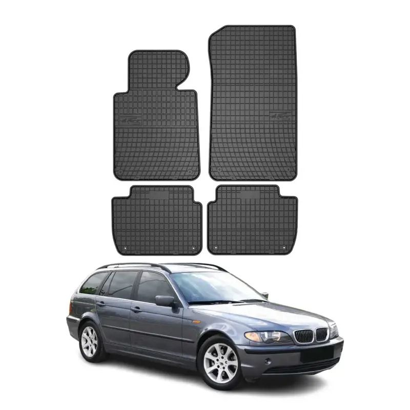 Sonderangebot OMAC Gummi Fußmatten für BMW 3er Limo Touring E46 1998-2005 Automatte Schwarz 4x
